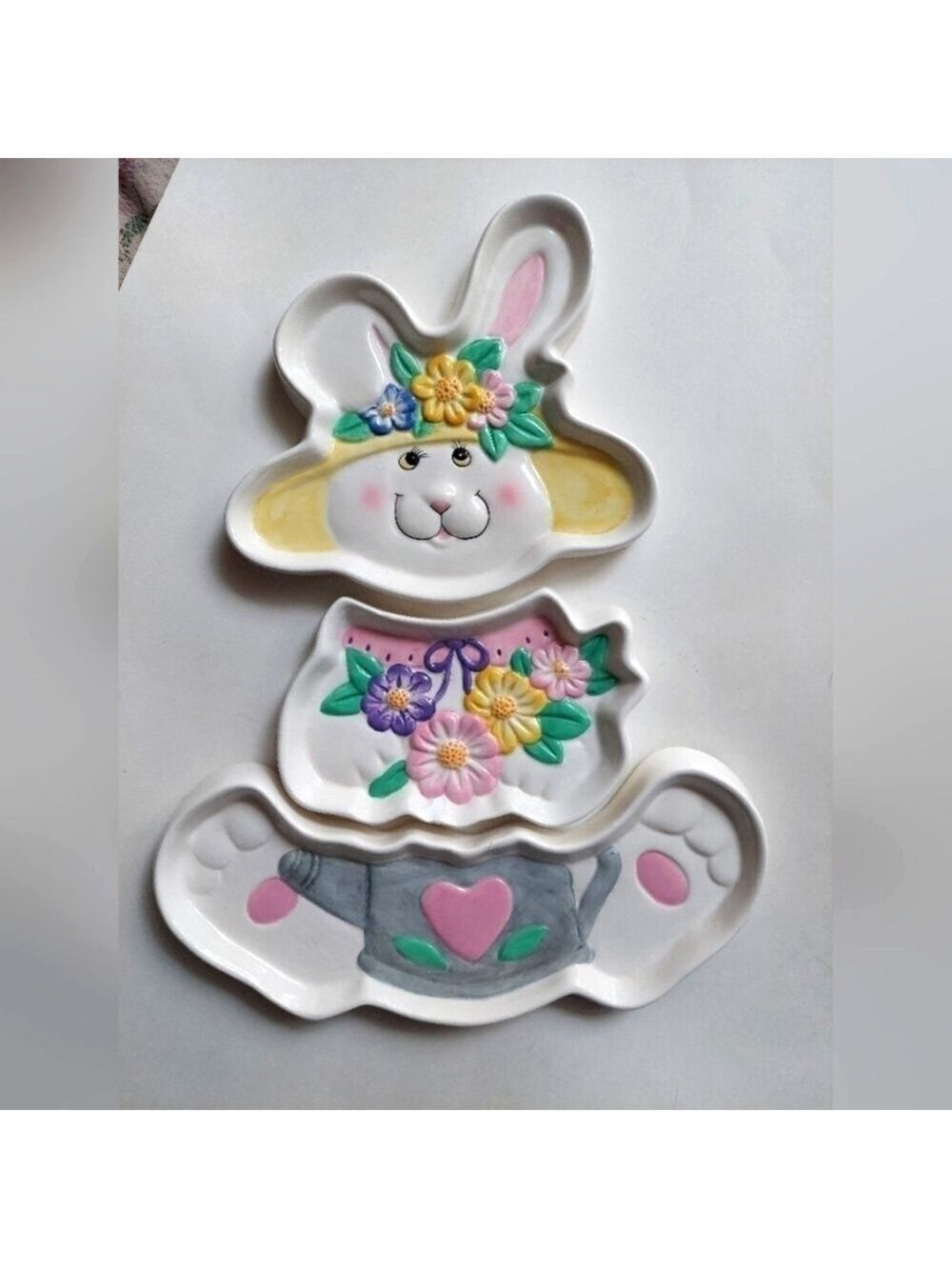 Vintage* Easter Rabbit 3-Section Ceramic Serving Plate